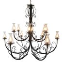 Ver imagem 1 de Luminária Rústica Artesanal Em Ferro + Cúpulas De Vidro Libertas Rosas Artesanato 2 Andares