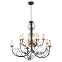 Ver imagem 4 de Luminária Rústica Artesanal Em Ferro + Cúpulas De Vidro Libertas Rosas Artesanato 2 Andares