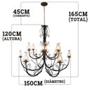 Ver imagem 2 de Luminária Rústica Artesanal Em Ferro + Cúpulas De Vidro Libertas Rosas Artesanato 2 Andares