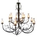 Ver mais imagens de Luminária Rústica Artesanal Em Ferro + Cúpulas De Vidro Libertas Rosas Artesanato 2 Andares