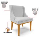 Ver imagem 3 de Kit 4 Cadeiras Estofadas para Sala de Jantar Base Fixa de Madeira Castanho Lia Linho Cinza - Ibiza