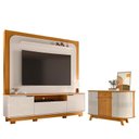 Ver imagem 1 de Estante Home Theater Nilo com Pés com Aparador para Sala Buffet Monza Cinamomo Off White - Madetec