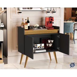 Aparador Junior Luxo 2 Portas Pés Palito Cor Preto / Madeirado - Comprar Moveis em Casa - 3