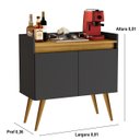 Ver imagem 2 de Aparador Junior Luxo 2 Portas Pés Palito Cor Preto / Madeirado - Comprar Moveis em Casa