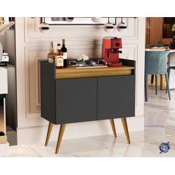 Aparador Junior Luxo 2 Portas Pés Palito Cor Preto / Madeirado - Comprar Moveis em Casa - 1