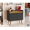 Aparador Junior Luxo 2 Portas Pés Palito Cor Preto / Madeirado - Comprar Moveis em Casa - 1