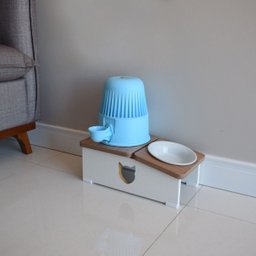 Comedouro Elevado Hibrido Gato Base Bebedouro Pet mdf - Porcelana - 5