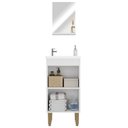Ver imagem 2 de Armario Conjunto de Banheiro com Gabinete, Cuba e Espelheira 1 Porta Marselha 45 cm Branco