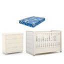 Ver imagem 1 de Berço Americano com Capitonê New Boucle e Cômoda Gaveteiro Infantil Tutto New Off White e Colchão Or