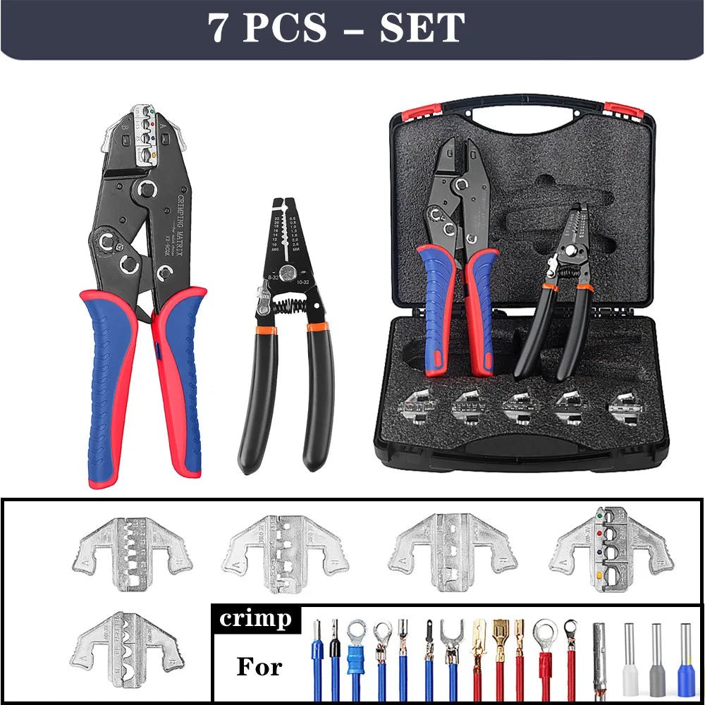 Conjunto de Ferramentas de Crimpagem Wozobuy - Crimper de Fio de Catraca - , Não Isolado - 7 Pcs