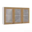Ver imagem 1 de Armário Aéreo Celeste Kappesberg 100% Mdf 3 Portas com Vidro Branco/nogueira 120cm