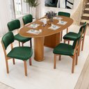 Ver imagem 1 de Mesa para Sala de Jantar Ourense com 06 Cadeiras Sala de Jantar Dara L02 Couríssimo Verde Musgo