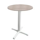 Ver imagem 1 de Mesa Ômega Ferro Branco 74cm (alt) Base X Tampo Mdp Redondo Castanheira 80cm (larg) X 2,50cm (alt)