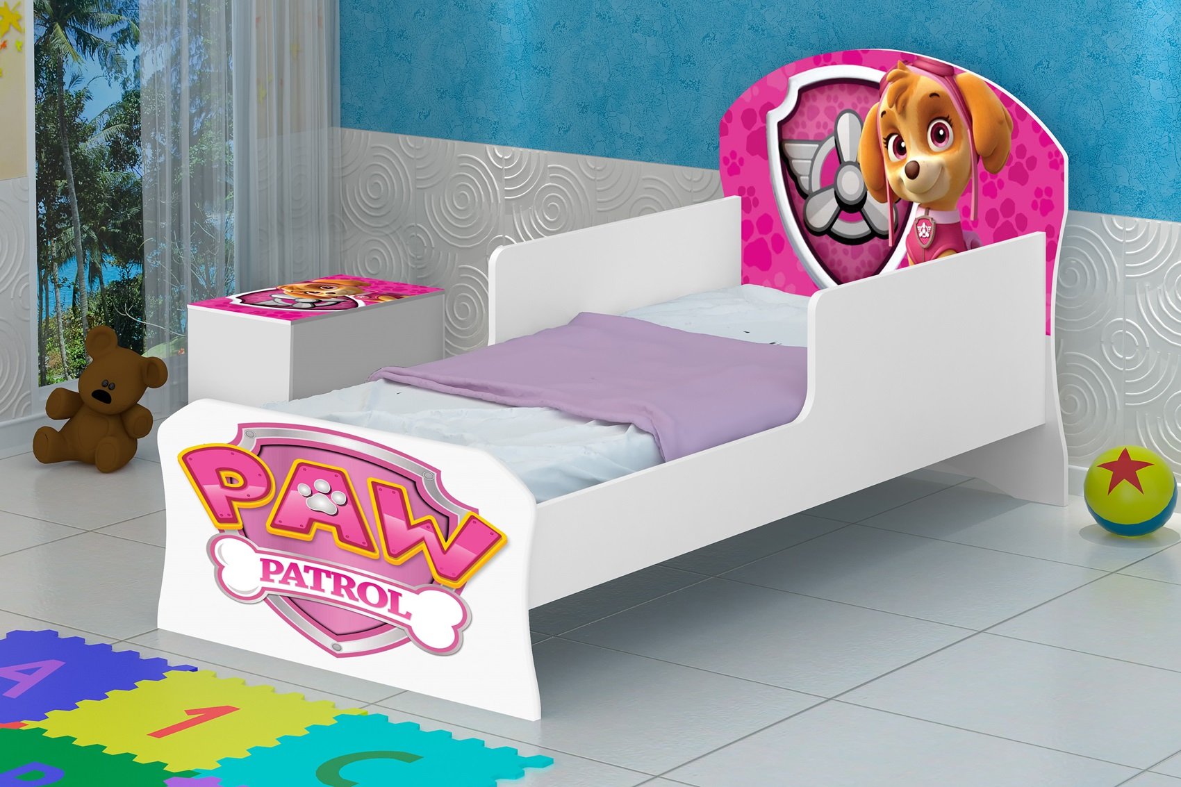 Mini Cama Juvenil Infantil Adesivada 100% Mdf - Sky