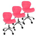 Ver imagem 1 de Kit 3 Cadeiras Slim Office Estofada Base Giratória Cromado