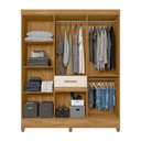 Ver imagem 2 de Guarda Roupa Casal Aster 8 Portas de Bater 1 Gaveta MDP com Espelho Freijó Off White Moval Móveis