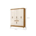 Ver imagem 3 de Guarda Roupa Casal Aster 8 Portas de Bater 1 Gaveta MDP com Espelho Freijó Off White Moval Móveis