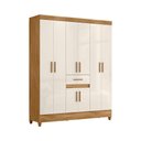 Ver imagem 4 de Guarda Roupa Casal Aster 8 Portas de Bater 1 Gaveta MDP com Espelho Freijó Off White Moval Móveis