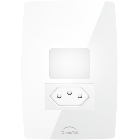 Luminária Luz de Emergência Led + Tomada 20a Embutir 4x2 Branco Dometek Diamond 4x2