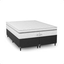Ver imagem 7 de Cama Box Casal Bipartido Couro Preto + Colchão Paris Branco Couro Preto/branco