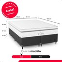 Ver imagem 4 de Cama Box Casal Bipartido Couro Preto + Colchão Paris Branco Couro Preto/branco