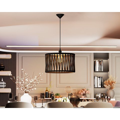 Luminaria Pendente Cupula Moderna Corda Nautica 110v:preto