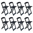 Ver imagem 2 de Kit 4 Conjuntos de Mesa Bistrô Dobraveis em Madeira Padrão com 2 Banquetas Altas - Preto