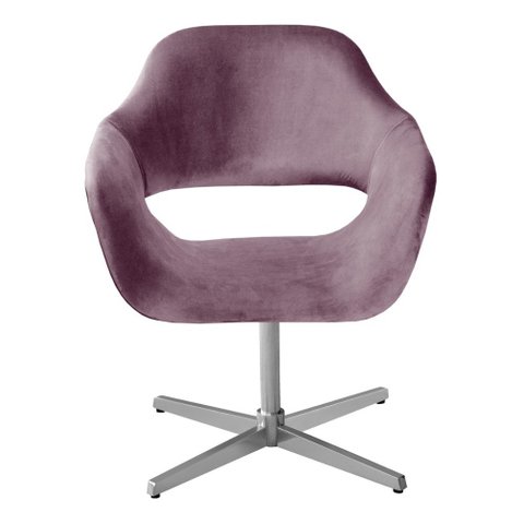 Poltrona Decorativa Zara Base Giratória Alumínio - Veludo Roxo