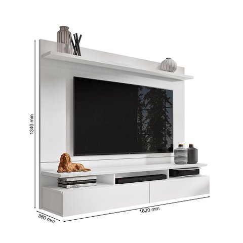 Painel Home Suspenso Noruega 162cm para TV até 55 Polegadas -  Branco Móveis Leão