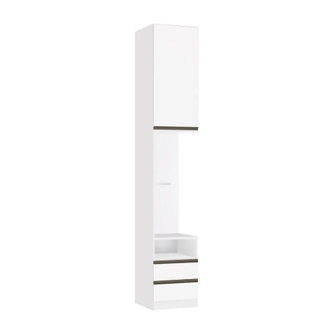 Mesa de Cabeceira Esquerdo Branco com 1 Porta 2 Gavetas Branco Mat Prime Plus Luciane Móveis