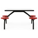 Ver imagem 2 de Mesa para Refeitório Fixa 4 Lugares MDP Branco de 25 mm - Assento Vermelho - 50302