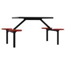 Ver imagem 3 de Mesa para Refeitório Fixa 4 Lugares MDP Branco de 25 mm - Assento Vermelho - 50302