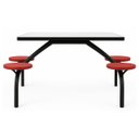 Ver imagem 2 de Mesa para Refeitório Fixa 4 Lugares Mdp Branco de 25 Mm - Assento Vermelho - 50302