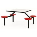Ver imagem 4 de Mesa para Refeitório Fixa 4 Lugares MDP Branco de 25 mm - Assento Vermelho - 50302