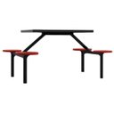 Ver imagem 3 de Mesa para Refeitório Fixa 4 Lugares Mdp Branco de 25 Mm - Assento Vermelho - 50302