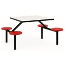 Ver imagem 1 de Mesa para Refeitório Fixa 4 Lugares MDP Branco de 25 mm - Assento Vermelho - 50302
