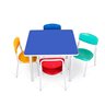 Conjunto Coletivo Quadrado Infantil Monobloco c/ 4 Cadeiras Polipropileno ABC - 1