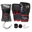 Ver imagem 1 de Kit Luva de Boxe Muay Thai - Naja Black Preto/vermelho + Bandagem+bucal:12/preto/vermelho