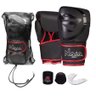 Kit Luva de Boxe Muay Thai - Naja Black Preto/vermelho + Bandagem+bucal:12/preto/vermelho - 1