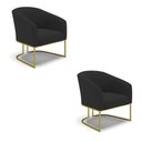 Ver imagem 2 de Cadeira Sala de Jantar Base Industrial Dourado Kit 2 Stella Veludo D03 - D’Rossi