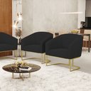 Ver imagem 1 de Cadeira Sala de Jantar Base Industrial Dourado Kit 2 Stella Veludo D03 - D’Rossi