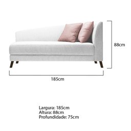 Recamier Heitor 185cm com Almofada Lado Esquerdo Suede - Amarena Móveis - 2