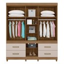 Ver imagem 3 de Guarda Roupa Casal 6 Portas com Espelho e 4 Gavetas Guarujá - Amêndola Touch/off White