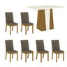 Kit Conjunto Mesa Orus 120 cm 6 Cadeiras Sala de Jantar Cozinha MDF Madeira Off White Bege Escuro - 2