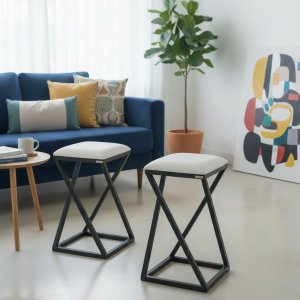 2 Banquetas Baixa P/ Mesa de Cozinha Industrial:branco