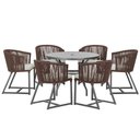 Ver imagem 1 de Mesa com 6 Cadeiras de Jantar Roma 120cm e Noronha em Alumínio Preto Corda Náutica Estofado 3 Trama