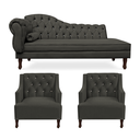 Ver imagem 1 de Kit Divã Cancun 140cm Braço Direito + 2 Poltronas Genesis com Strass Suede: Marrom