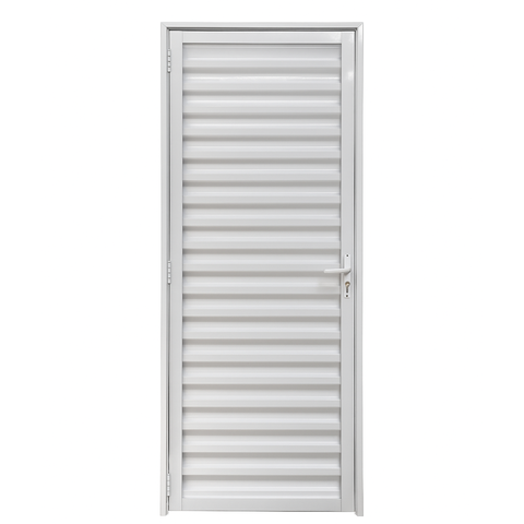 Porta de Aluminio Palheta Branca Linha 25 - 210x80 Esquerda