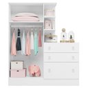 Ver imagem 4 de Guarda-roupa Infantil com Cômoda Doce Sonho 2 Portas 3 Gavetas Qmovi