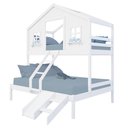 Ver imagem 4 de Beliche Casal/ Solteiro Casinha Dos Sonhos com Kit Escada/ Escorregador Madeira Maciça Branco